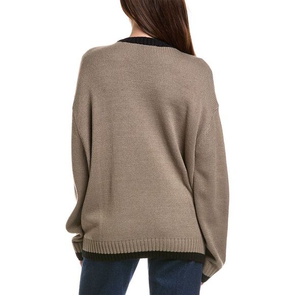 Weworewhat Womens Oversized Crewneck Sweater, Brown - Picture 2 of 3